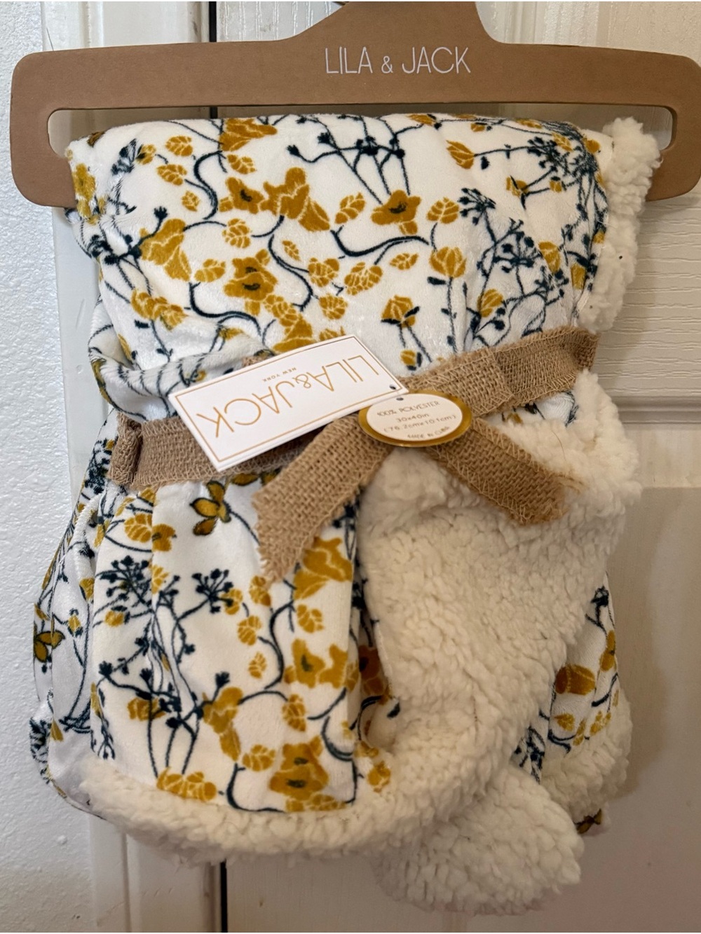 Lila & Jack Baby Blanket Floral Sherpa Lined Soft Printed Fleece Throw NWT